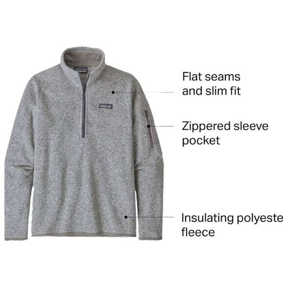 Patagonia Women's Better Sweater Quarter Zip Fleece Small Gray Pullover - Picture 8 of 13